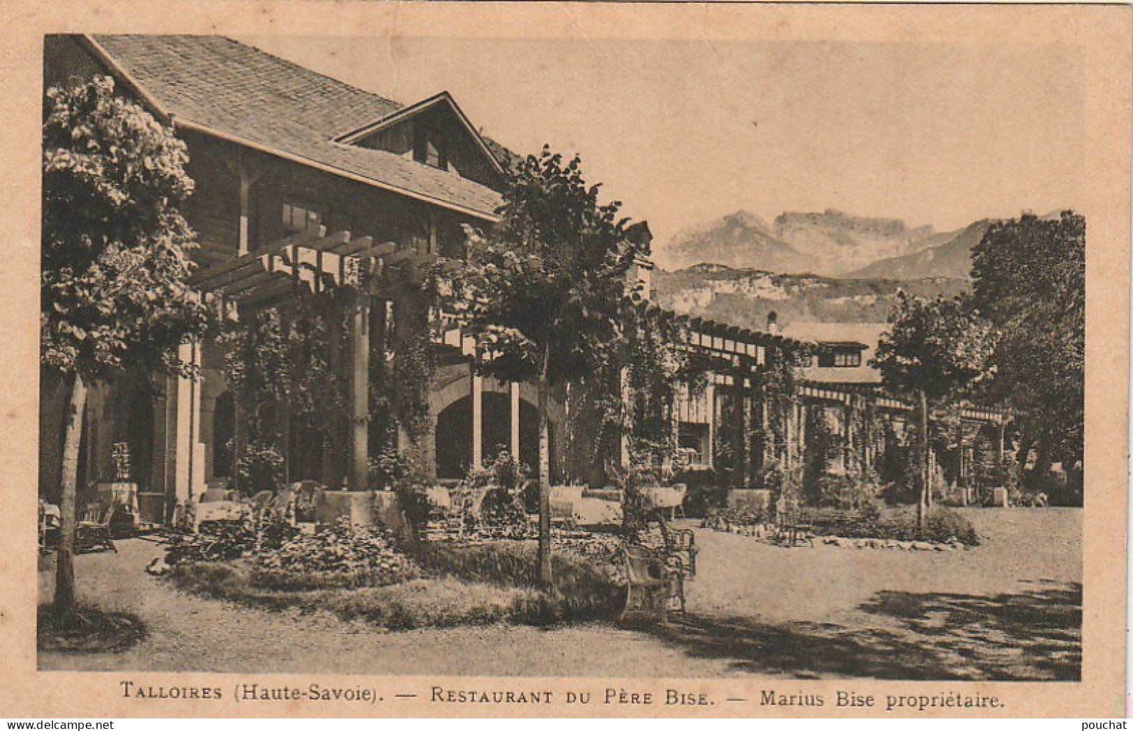 TE 26-(74) TALLOIRES - RESTAURANT DU PERE BISE - MARIUS BISE , PROPRIETAIRE - JARDIN , TERRASSE - 2 SCANS - Talloires