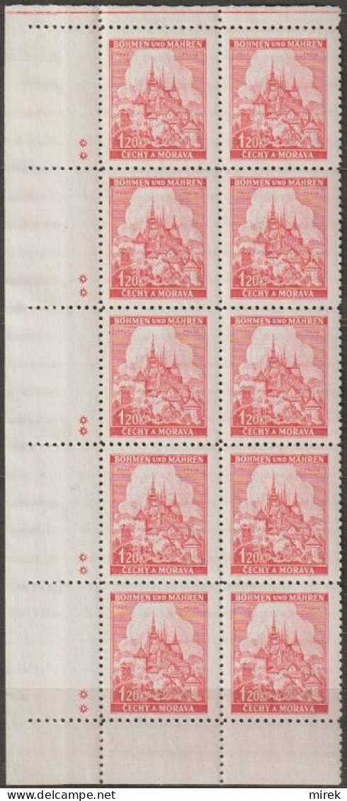 134/ Pof. 57; Corner 10-block, Plate Mark ** - Unused Stamps
