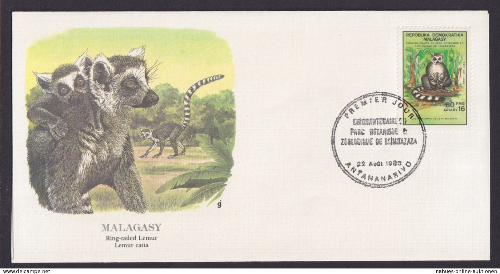 Malagasy Madagaskar Afrika Fauna Ringschwänziger Lemur Schöner Künstler Brief - Madagascar (1960-...)