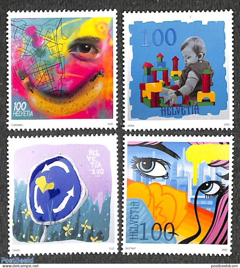 Switzerland 2020 Street Art 4v, Mint NH, Art - Modern Art (1850-present) - Unused Stamps