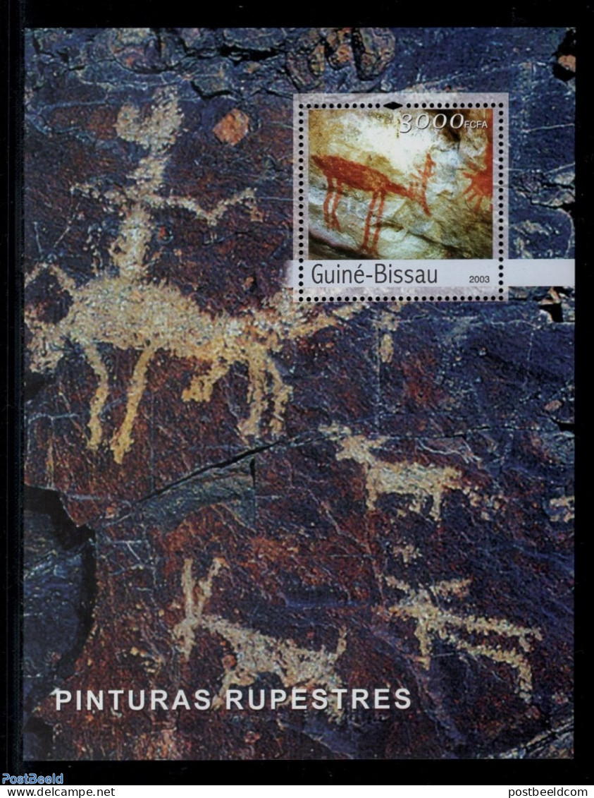 Guinea Bissau 2003 Cave Paintings S/s, Mint NH, History - Nature - Archaeology - Art - Cave Paintings - Archéologie