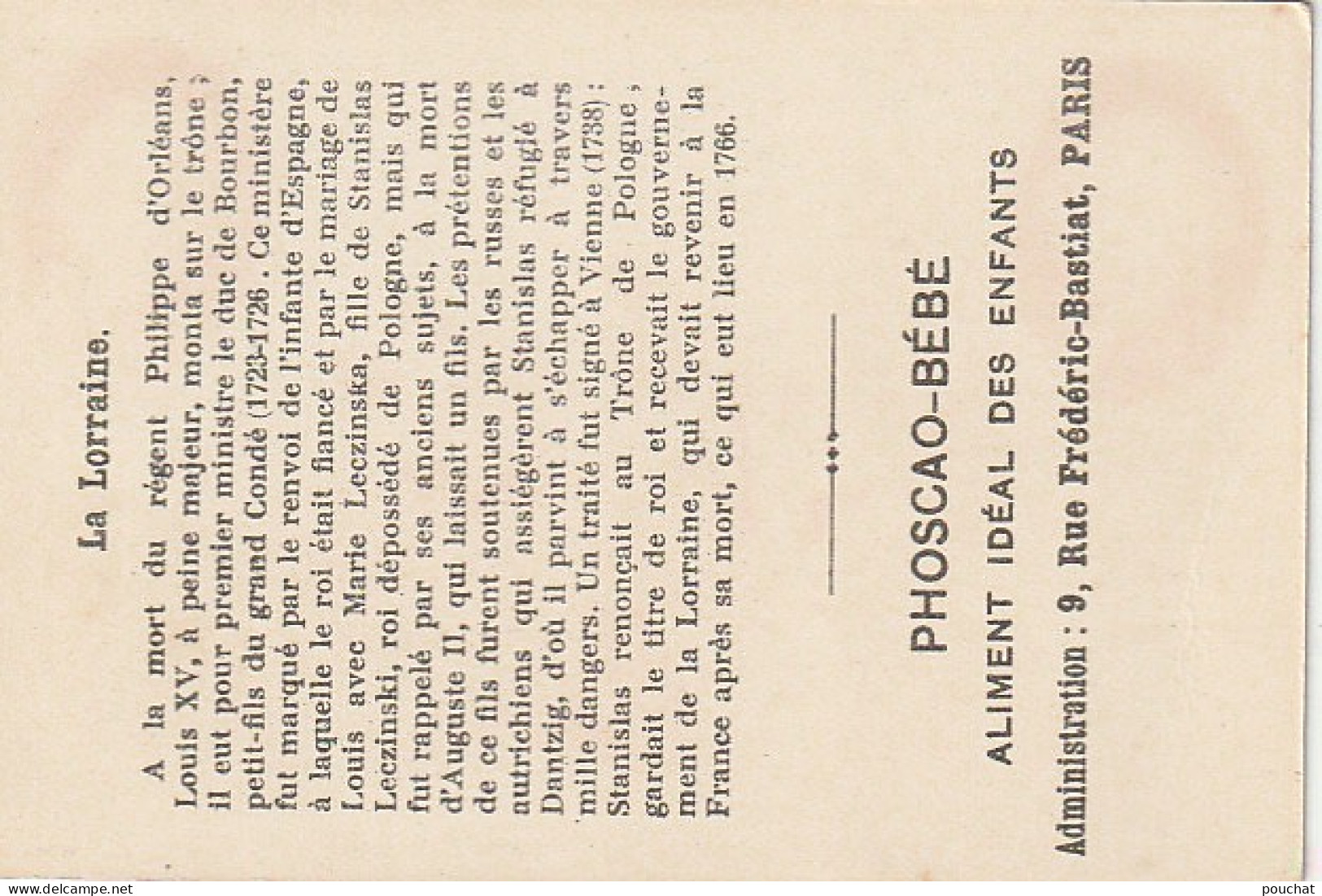 UR 1- " LA REINE MARIE LECZINSKA A VERSAILLES " - LA FRANCE FORMEE PAR LES PROVINCES , LA LORRAINE - PUB PHOSCAO BEBE  - Andere & Zonder Classificatie