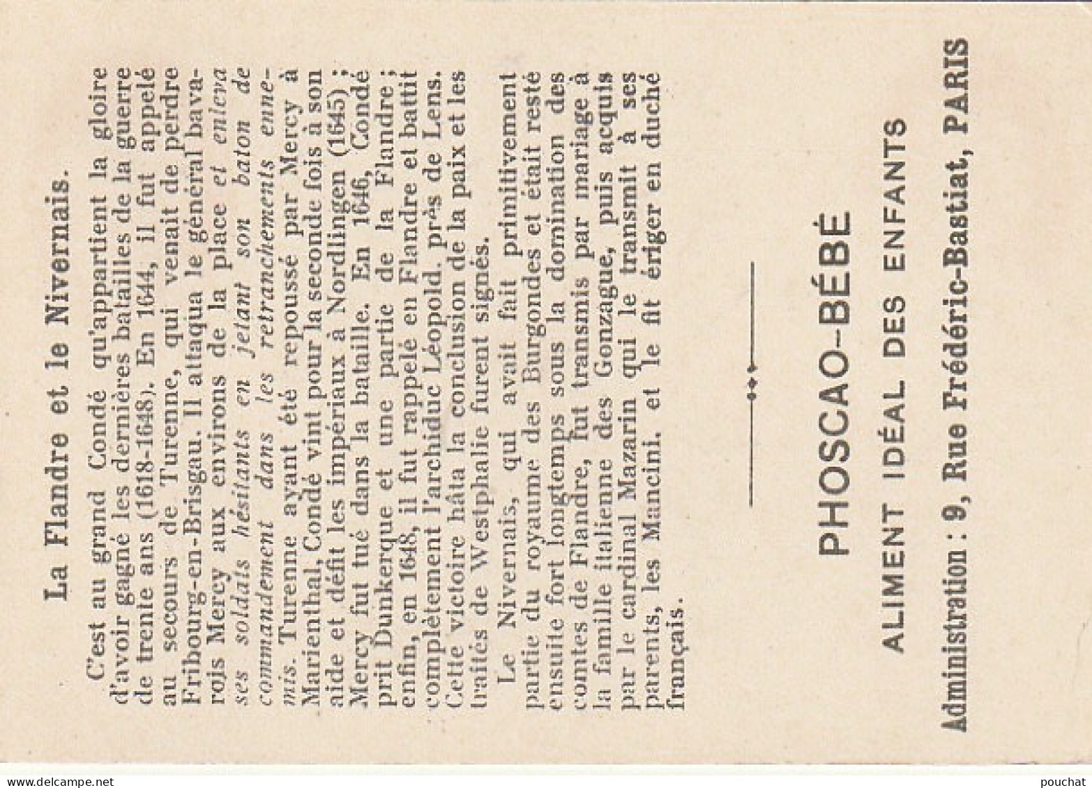 UR 1- " CONDE A FRIBOURG " - LA FRANCE FORMEE PAR LES PROVINCES , LA FLANDRE ET LE NIVERNAIS- PUB PHOSCAO BEBE  - Sonstige & Ohne Zuordnung