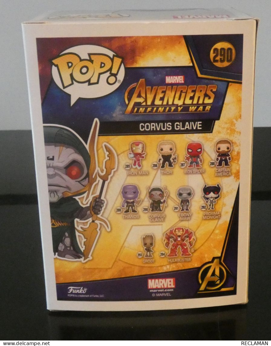 FUNKO POP Avengers Infinity War CORVUS GLAIVE N° 290 - Andere & Zonder Classificatie