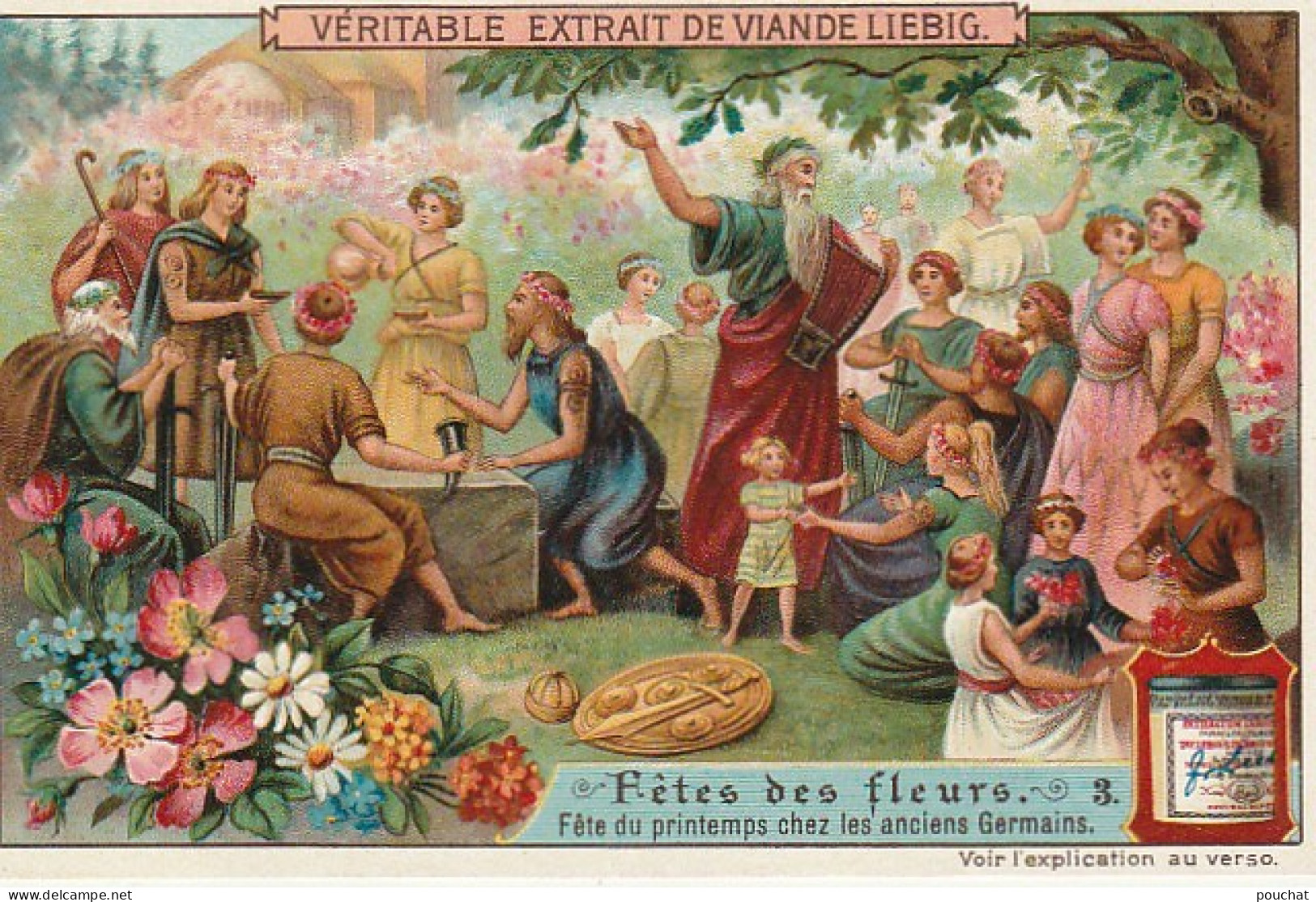 UR 2- FETE DES FLEURS - FETE DU PRINTEMPS CHEZ LES ANCIENS GERMAINS - CHROMO LIEBIG - 2 SCANS - Liebig