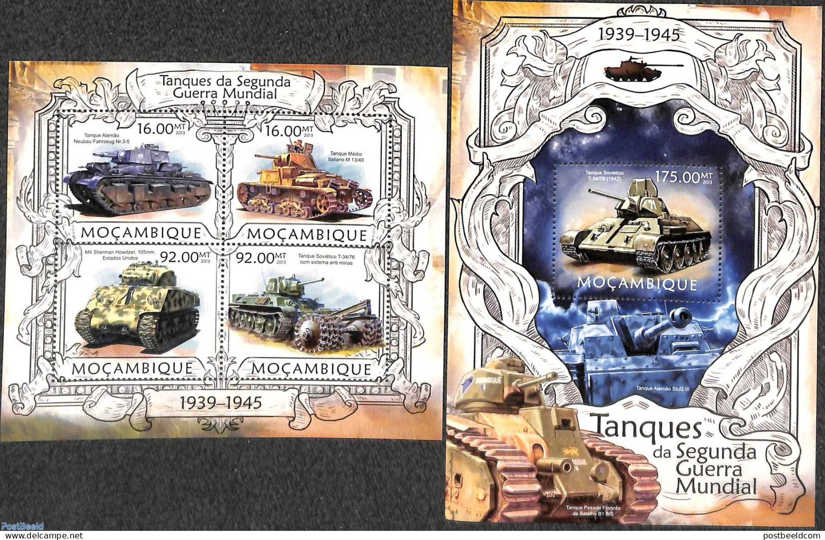 Mozambique 2013 WWII Tanks 2 S/s, Mint NH, History - Militarism - World War II - Militaria