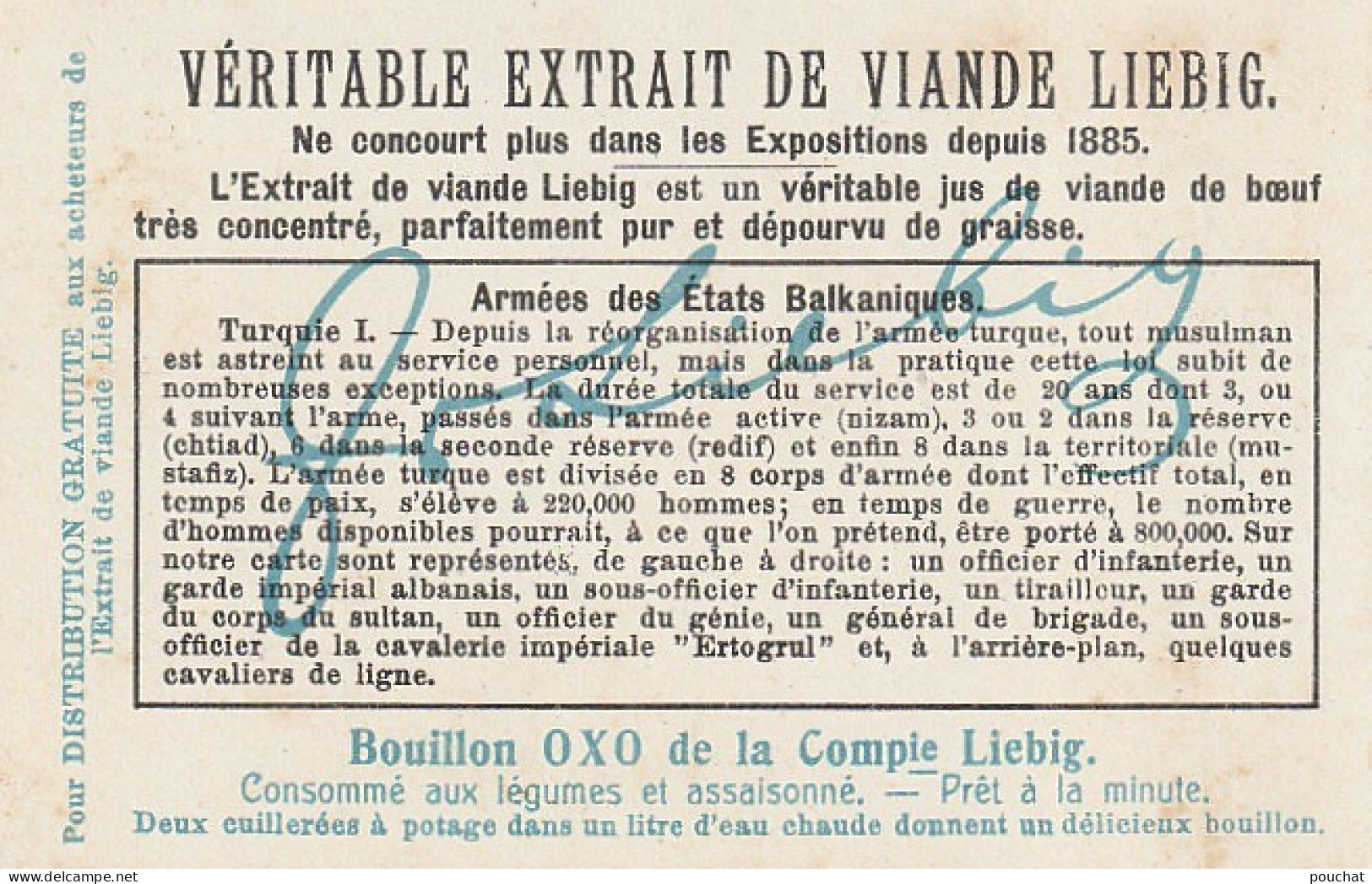 UR 2- ARMEES DES ETATS BALCANIQUES : GRECE , TURQUIE , ROUMANIE , BULGARIE ...- LOT DE 6 CHROMOS LIEBIG AVEC ENVELOPPE  - Liebig