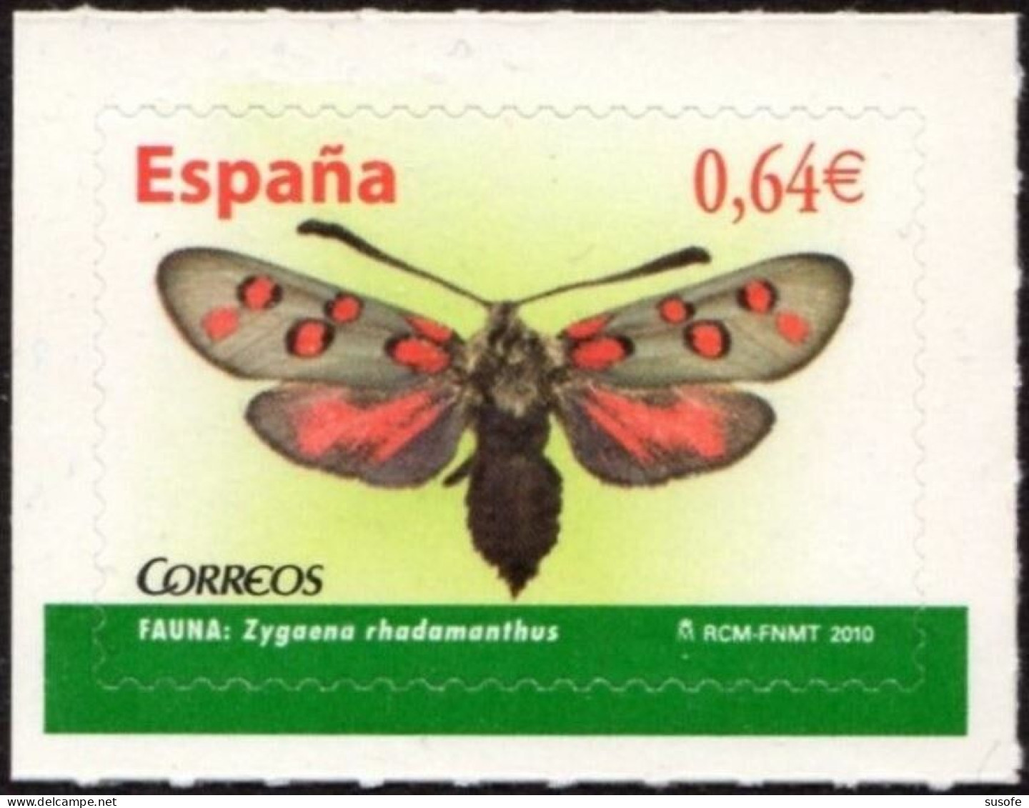 España 2010 Edifil 4535 Sello ** Fauna Mariposa Butterfly Zygaena Rhadamanthus Michel 4476 Yvert 4181 Spain Stamp Timbre - Nuovi