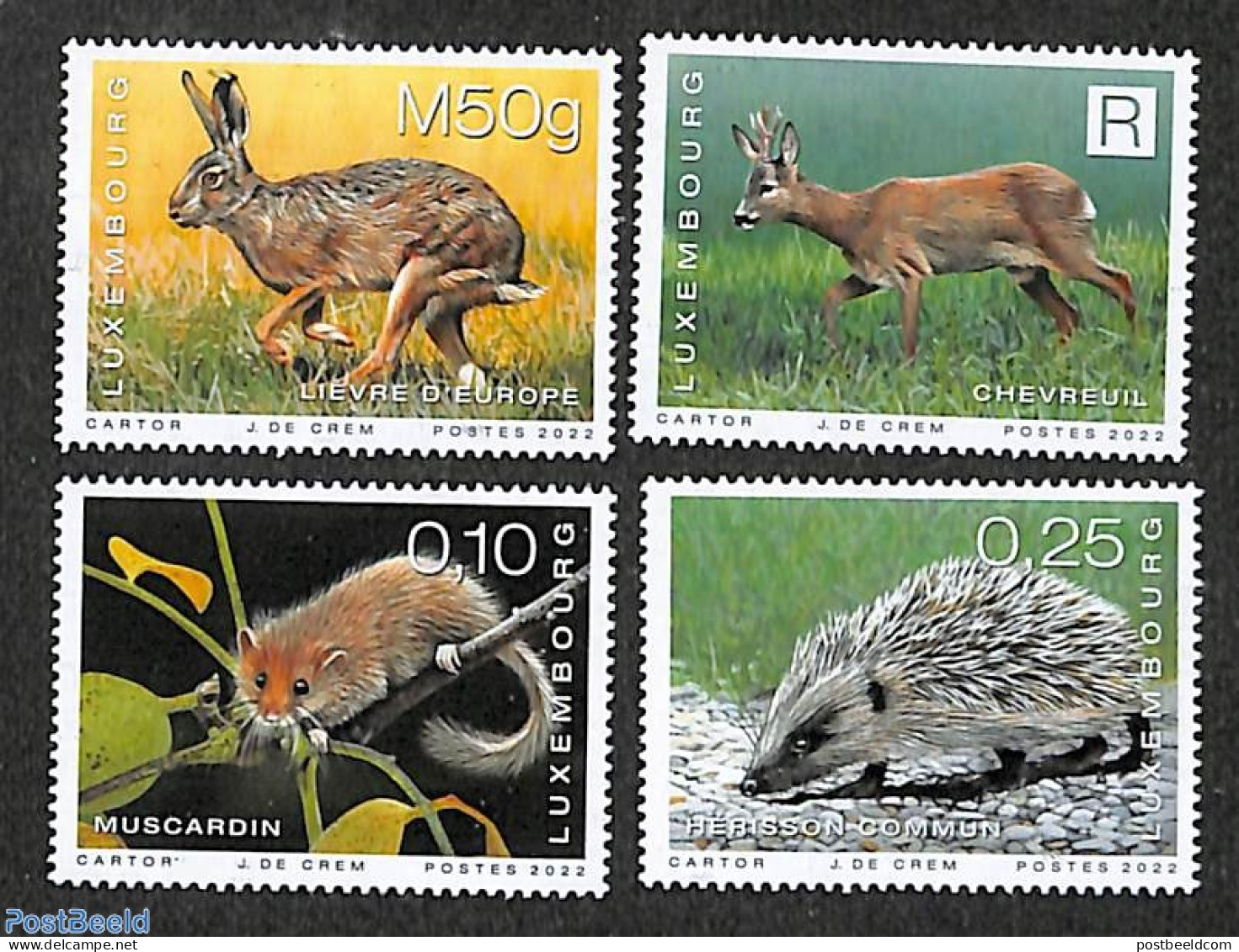 Luxemburg 2022 Mammals 4v, Mint NH, Nature - Animals (others & Mixed) - Deer - Hedgehog - Rabbits / Hares - Wild Mammals - Neufs