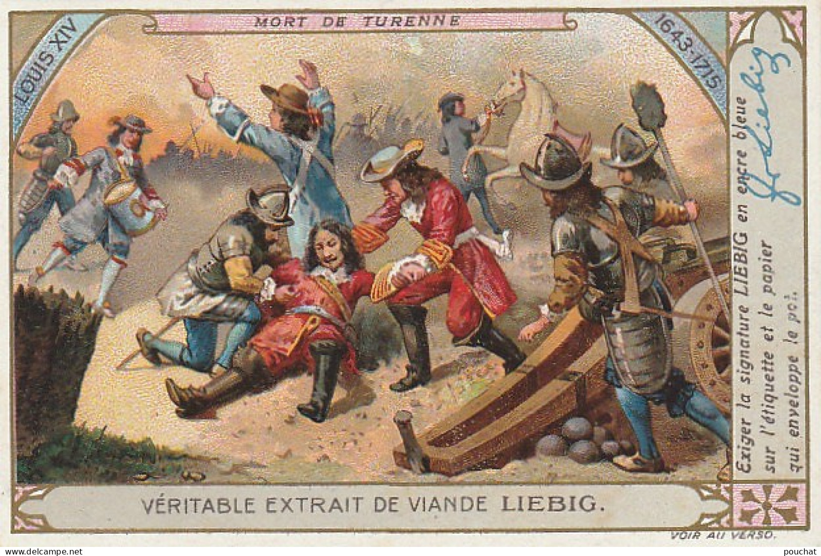 UR 2- L' HISTOIRE DE FRANCE : LOUIS XIV ( LA FRONDE , COLBERT , MASQUE DE FER )- LOT DE 6 CHROMOS LIEBIG AVEC ENVELOPPE 