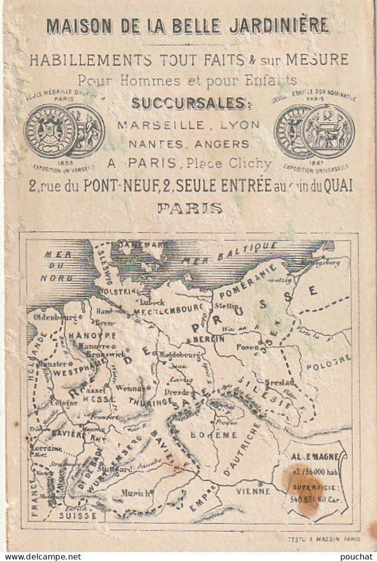 UR 3- ALLEMAGNE - ALLEMANDE AVEC CHOUCROUTE , BIERE ET PIPE - CHROMO  LA BELLE JARDINIERE -TESTU & MASSIN , PARIS - Autres & Non Classés