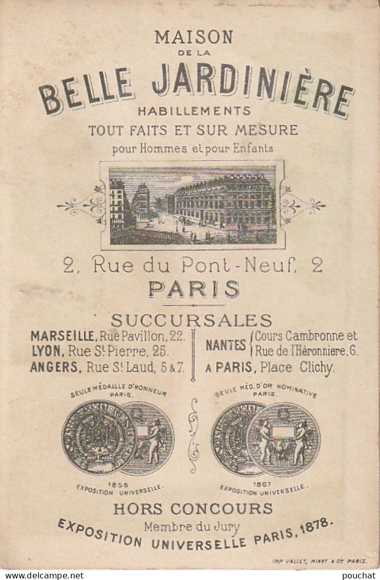 UR 3- " 1er COUP DE FEU " - CHASSEUR  - CHROMO  LA BELLE JARDINIERE - IMP . VALLET , MINOT & Cie , PARIS - Otros & Sin Clasificación