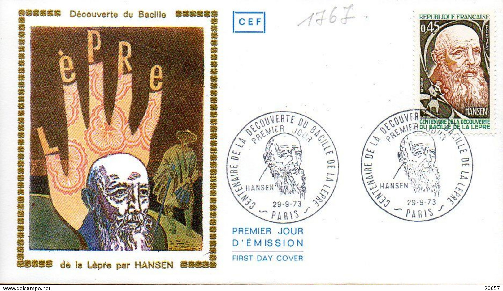 France 1767 Fdc Bacille De La Lèpre, Hansen - Maladies