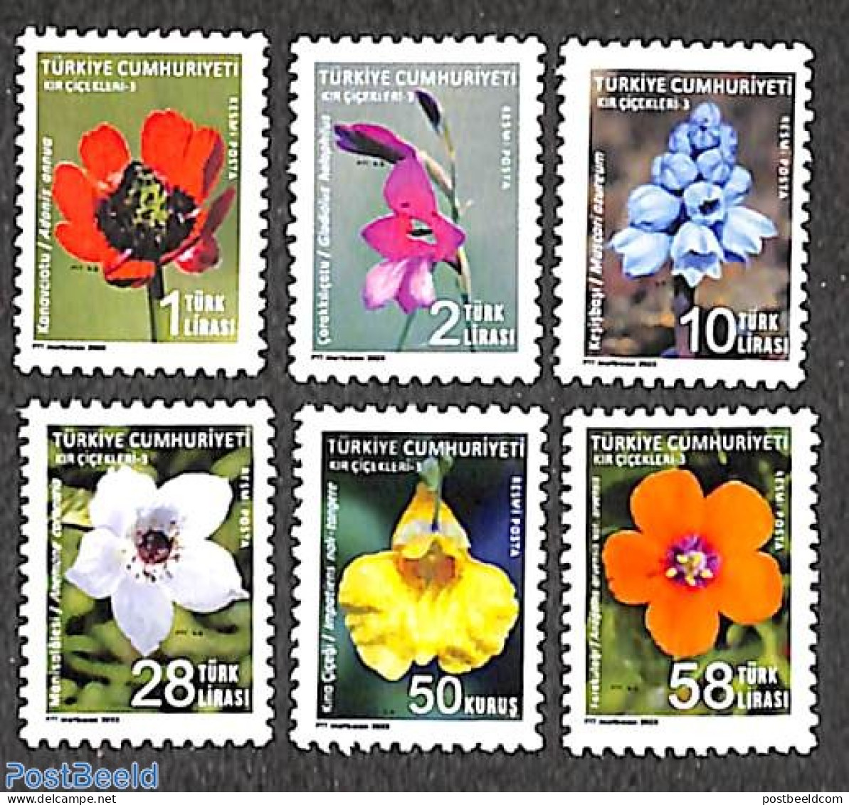 Türkiye 2023 On Service, Flowers 6v, Mint NH, Nature - Flowers & Plants - Other & Unclassified