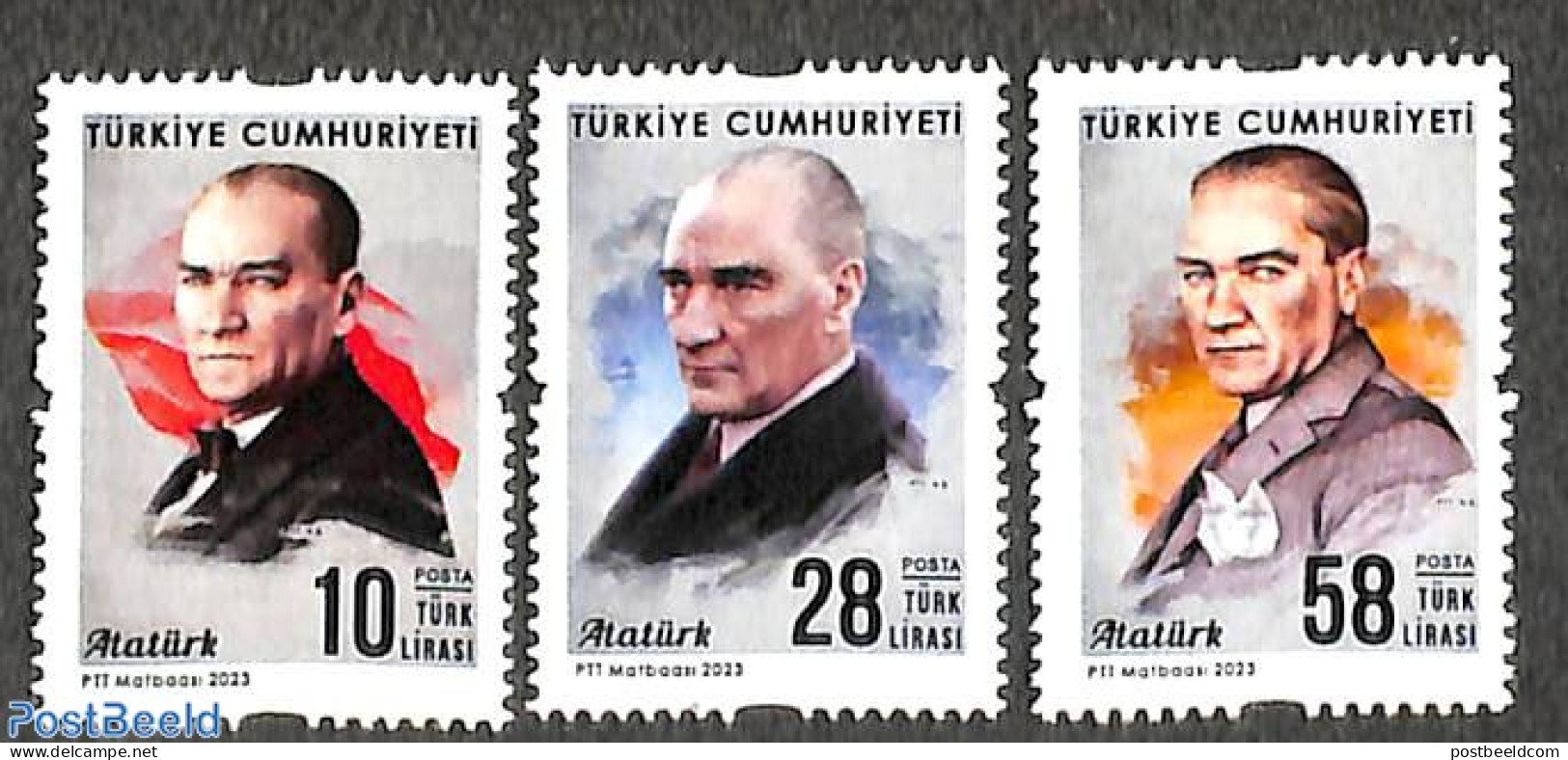 Türkiye 2023 Definitives Ataturk 3v, Mint NH - Andere & Zonder Classificatie
