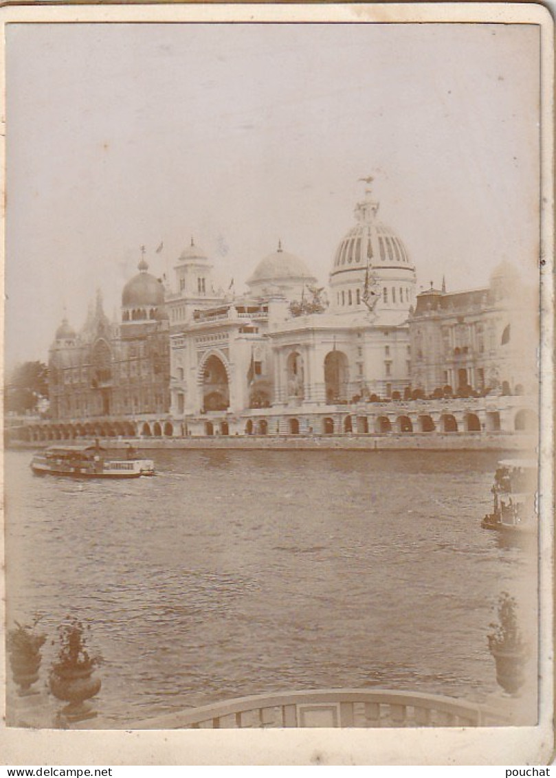 UR 4-(75) PAVILLONS  ITALIE , ETATS UNIS D' AMERIQUE - BATEAUX -  EXPOSITION  PARIS 1900 - PHOTO SUR SUPPORT CARTONNE - Places