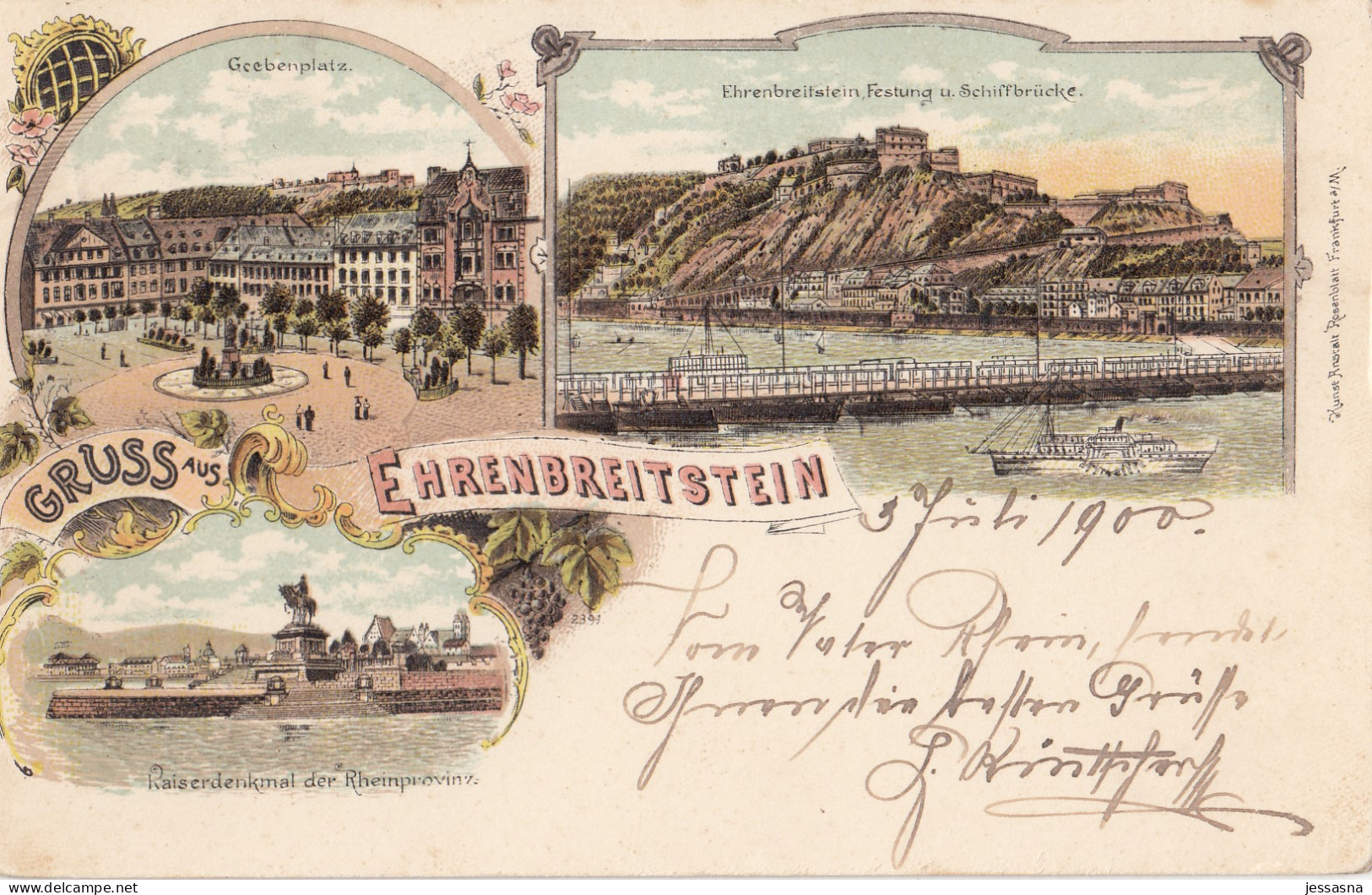 AK - Litho - Koblenz - Gruss Aus Ehrenbreitstein 1900 - Koblenz