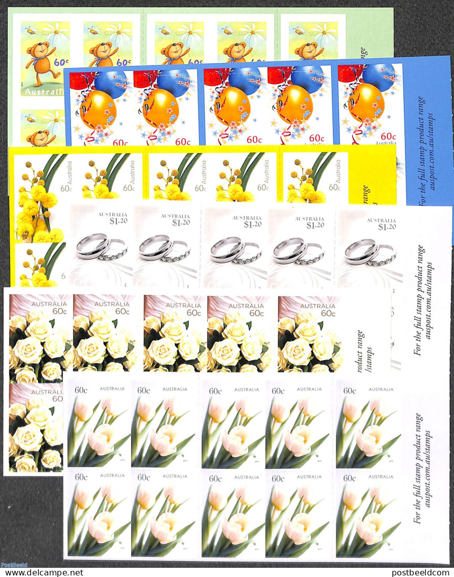 Australia 2010 Wishing Stamps, 6 Foil Booklets, Mint NH, Nature - Flowers & Plants - Stamp Booklets - Nuevos