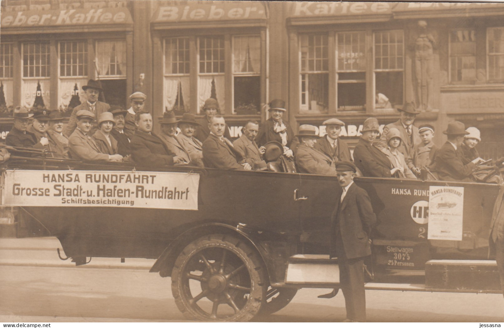 AK - Hamburg - HANSA Rundfahrt - Menschen Im Stellwagen B- Ehem. Kaffee Bleber -1925 - Altri & Non Classificati