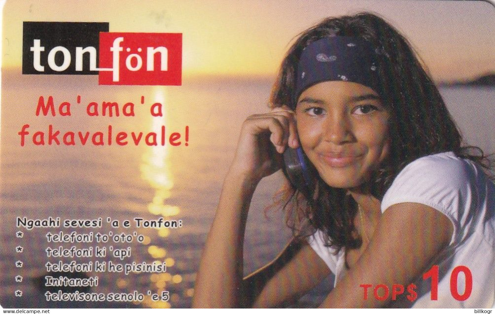 TONGA - Girl On Phone, TonFon Prepaid Card TOP$10, Used - Tonga