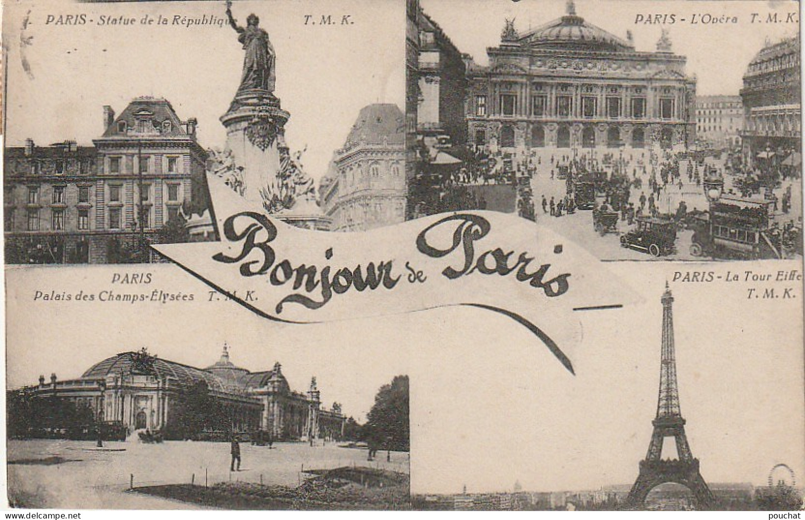UR 5-(75) " BONJOUR DE PARIS " - CARTE MULTIVUES : MONUMENTS DE PARIS - 2 SCANS - Panorama's