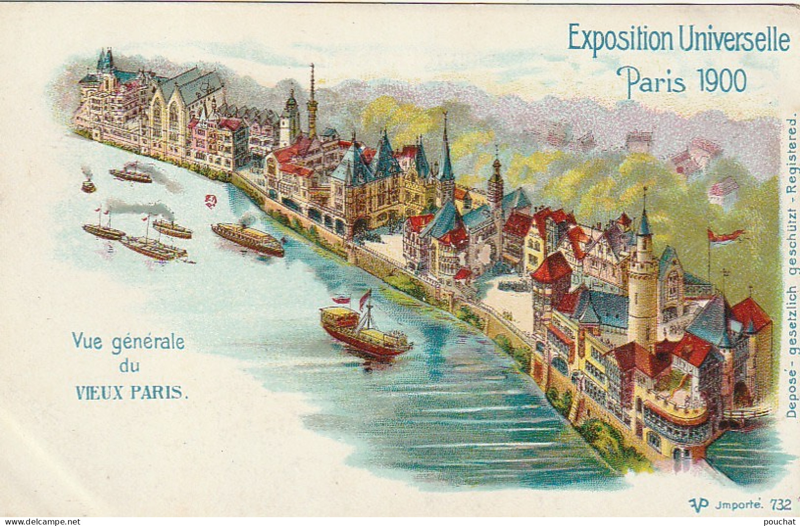 UR 5-(75) VUE GENERALE DU VIEUX PARIS - EXPOSITION UNIVERSELLE PARIS 1900 -  LITHOGRAPHIE - 2 SCANS - Exposiciones