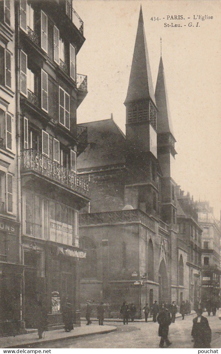 UR 5-(75) L' EGLISE SAINT LEU , PARIS - COUTILS & SOIERIES , NEYRET FRERES - ANIMATION - 2 SCANS - Eglises