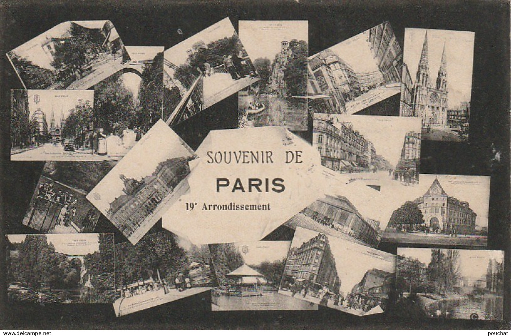 UR 5-(75) SOUVENIR DE PARIS - CARTE MULTIVUES 19e ARRONDISSEMENT - 2 SCANS - Arrondissement: 19