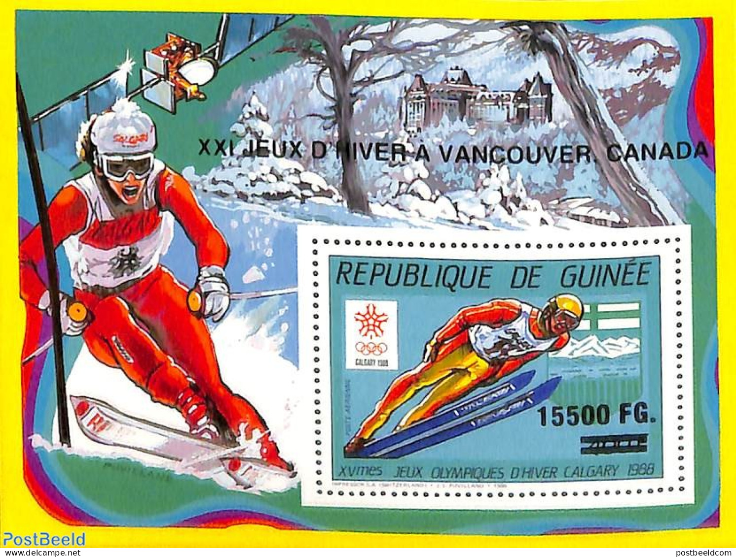Guinea, Republic 2009 Olympic Winter Games, Overprint S/s, Mint NH, Sport - Olympic Winter Games - Skiing - Ski