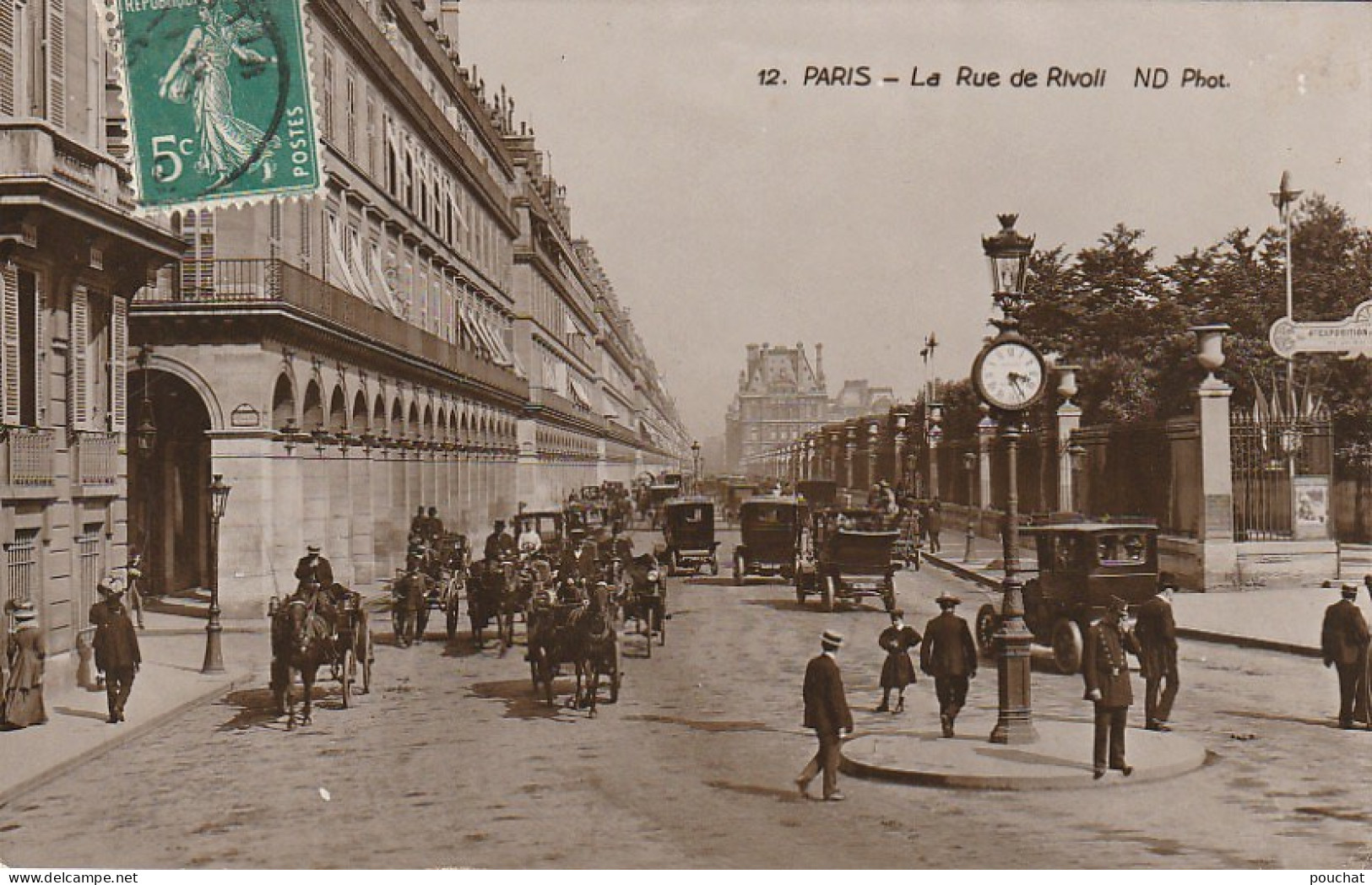 UR 6-(75) LA RUE DE RIVOLI , PARIS - CALECHES ET AUTOMOBILES - ANIMATION - PAVILLON DE MARSAN- 2 SCANS - Distretto: 01