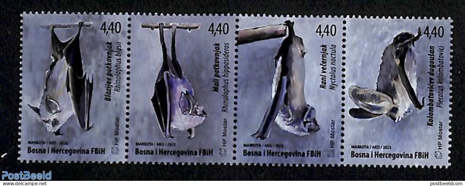 Bosnia Herzegovina - Croatic Adm. 2023 Bats 4v [:::] Or [+], Mint NH, Nature - Animals (others & Mixed) - Bats - Bosnie-Herzegovine