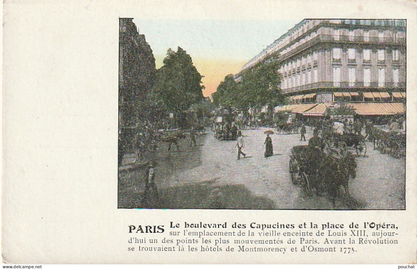 UR 6-(75) LE BOULEVARD DES CAPUCINES ET LA PLACE DE L' OPERA , PARIS - CARTE COLORISEE- ANIMATION  - Places, Squares