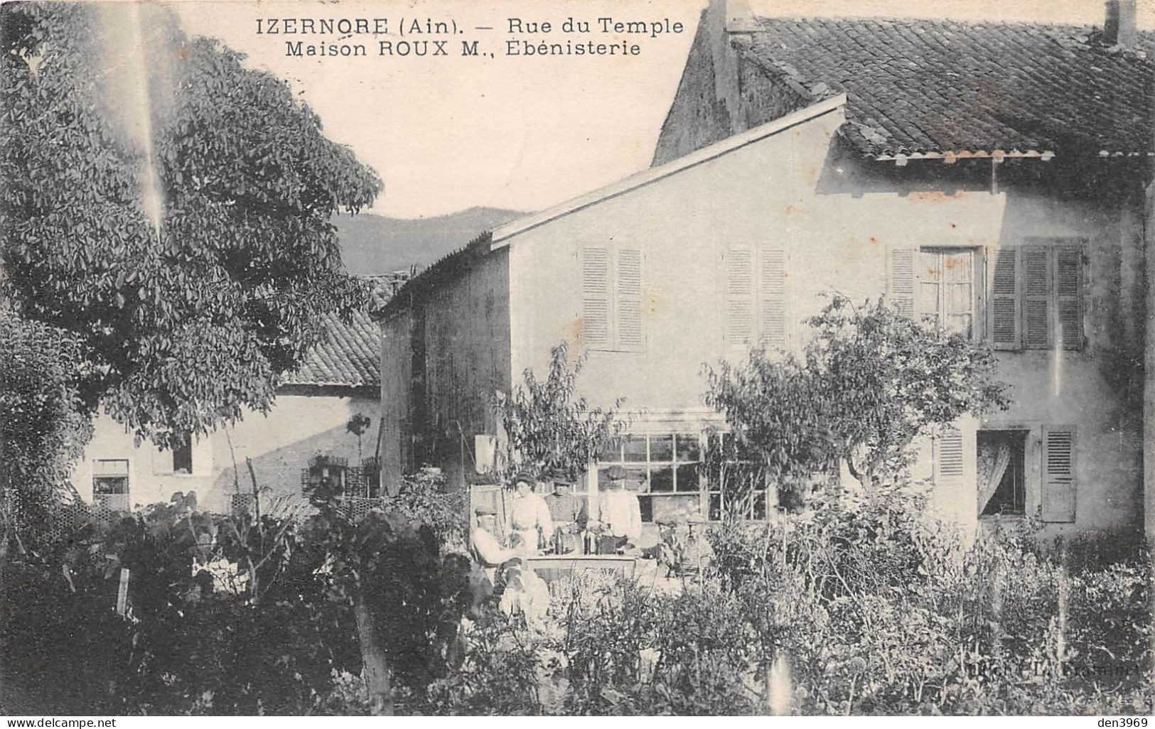 IZERNORE (Ain) - Rue Du Temple - Maison Roux M., Ebénisterie - Voyagé 1912 (2 Scans) - Non Classés