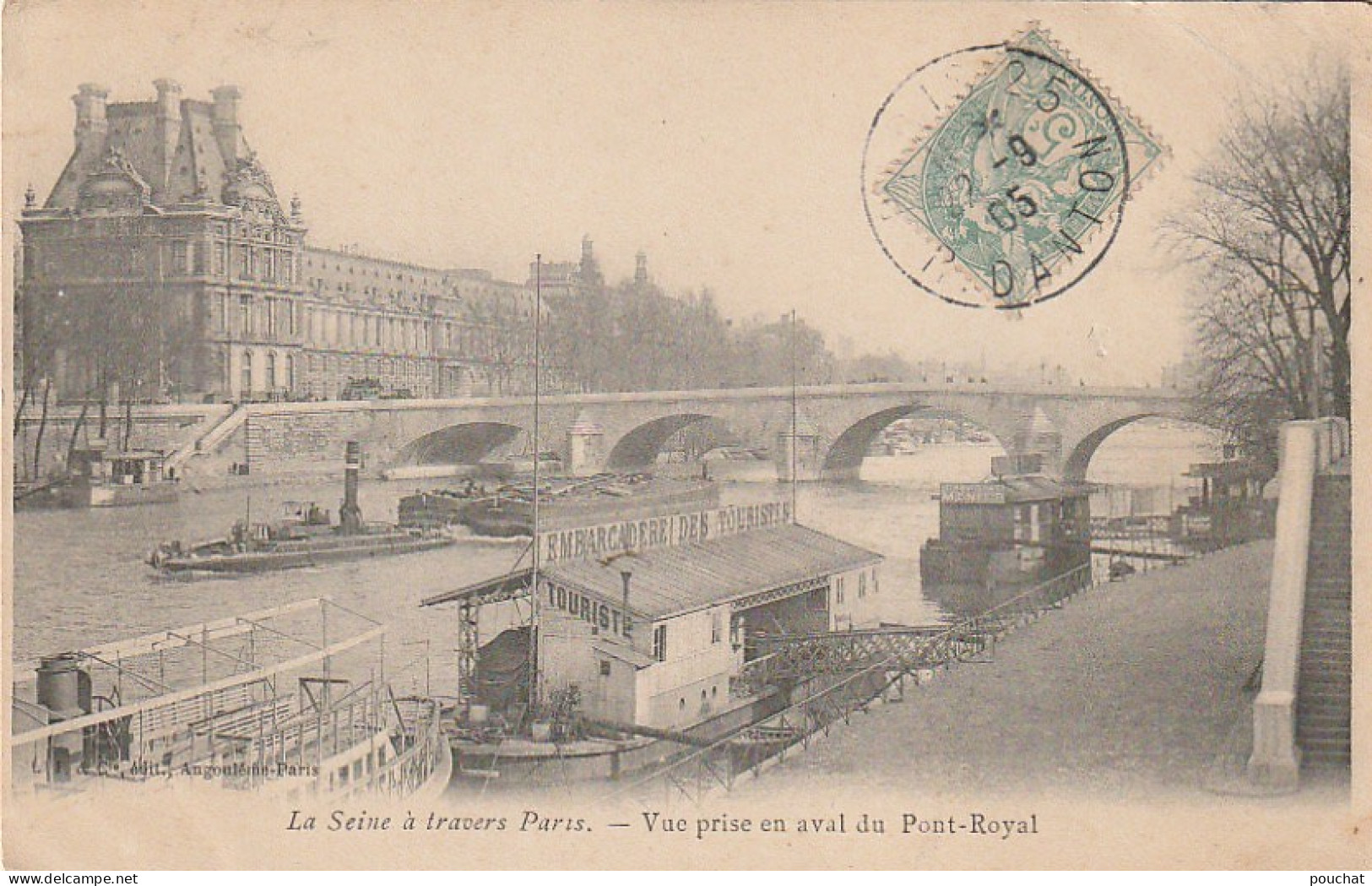 UR 6-(75) LA SEINE A TRAVERS PARIS - VUE PRISE EN AVAL DU PONT ROYAL - PENICHES - EMBARCADERE - 2 SCANS - La Seine Et Ses Bords