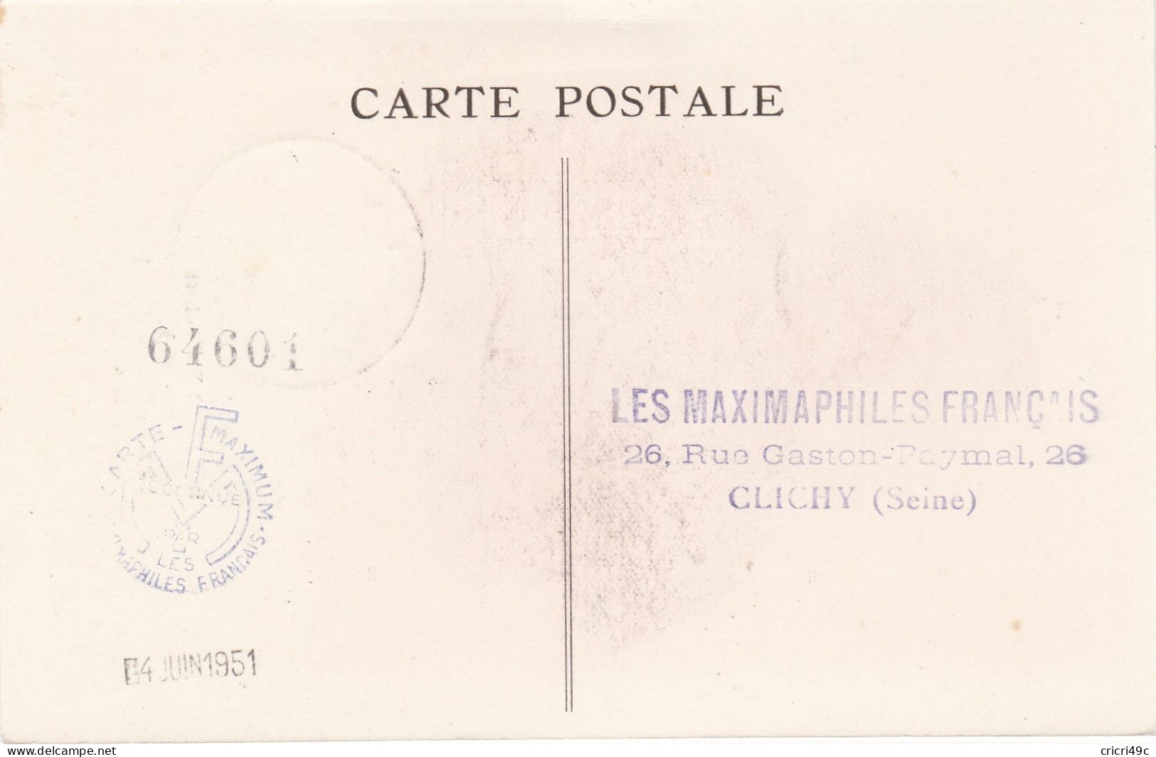 France Carte Maximum Y&T N°892 Delacroix De 1951 St Maurice - 1950-1959