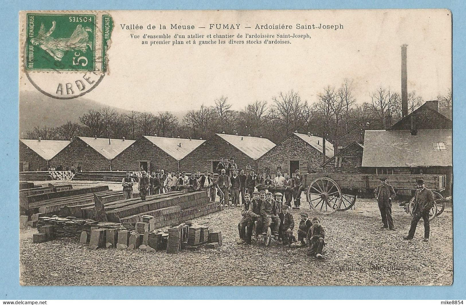 0643 CPA  FUMAY (Ardennes)  Ardoisière Saint-Joseph - Vue D'ensemble D'un Atelier Et Chantier - Divers Stocks D'ardoises - Fumay