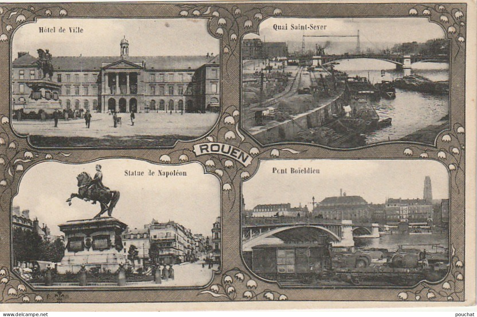 UR 7-(76) ROUEN - CARTE  FANTAISIE MULTIVUES : HOTEL DE VILLE , QUAI ST SEVER , PONT BOIELDIEU -MUGUET  - Rouen