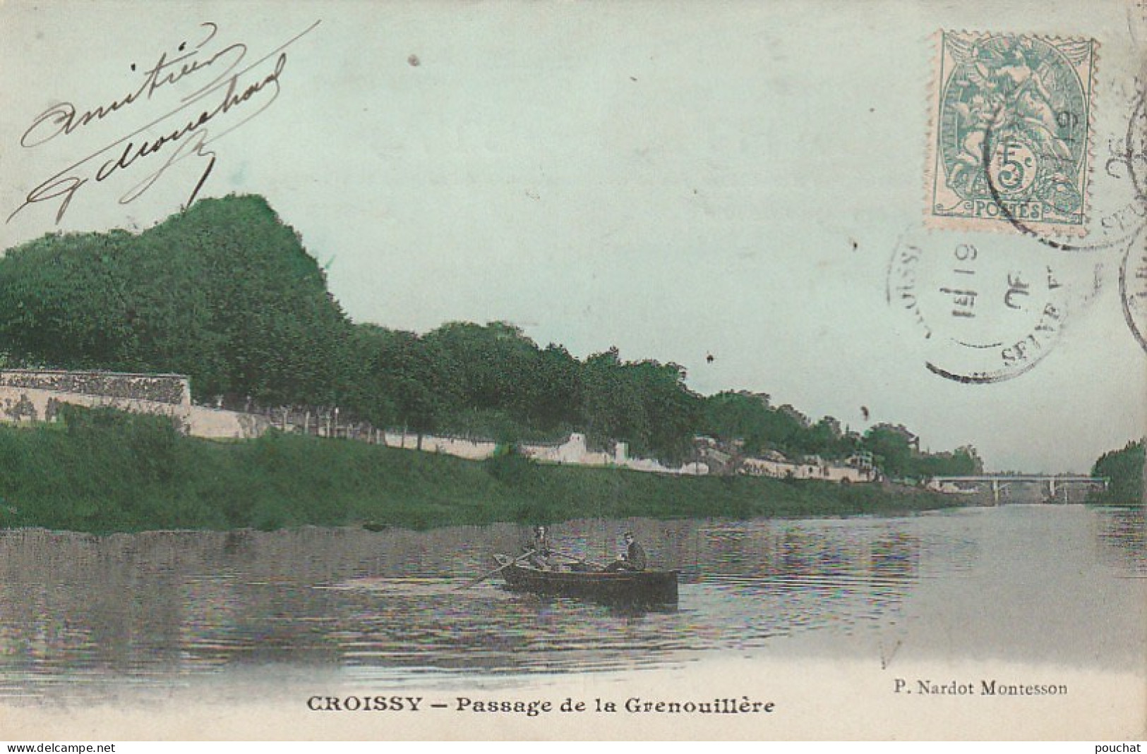 UR 9-(78) CROISSY - PASSAGE DE LA GRENOUILLERE - CANOTEURS - CARTE COLORISEE - 2 SCANS - Croissy-sur-Seine