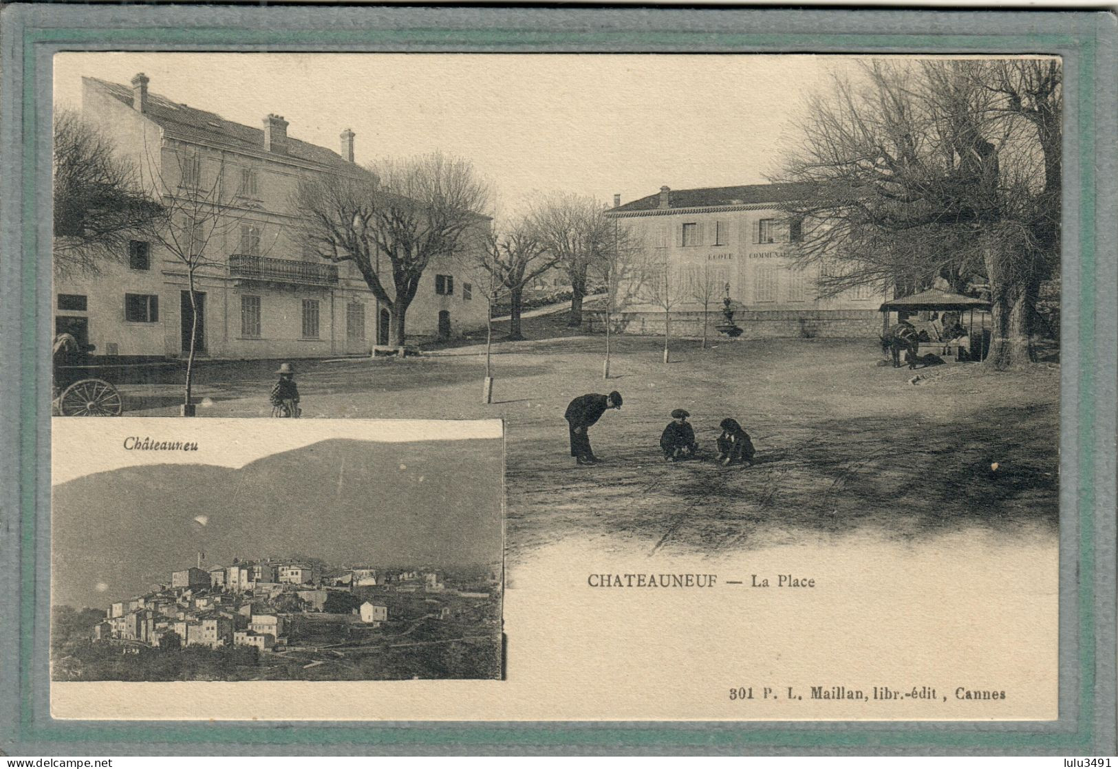 CPA (06) CHATEAUNEUF - Aspect De La Place En 1910 - Carte Multivues - Autres & Non Classés