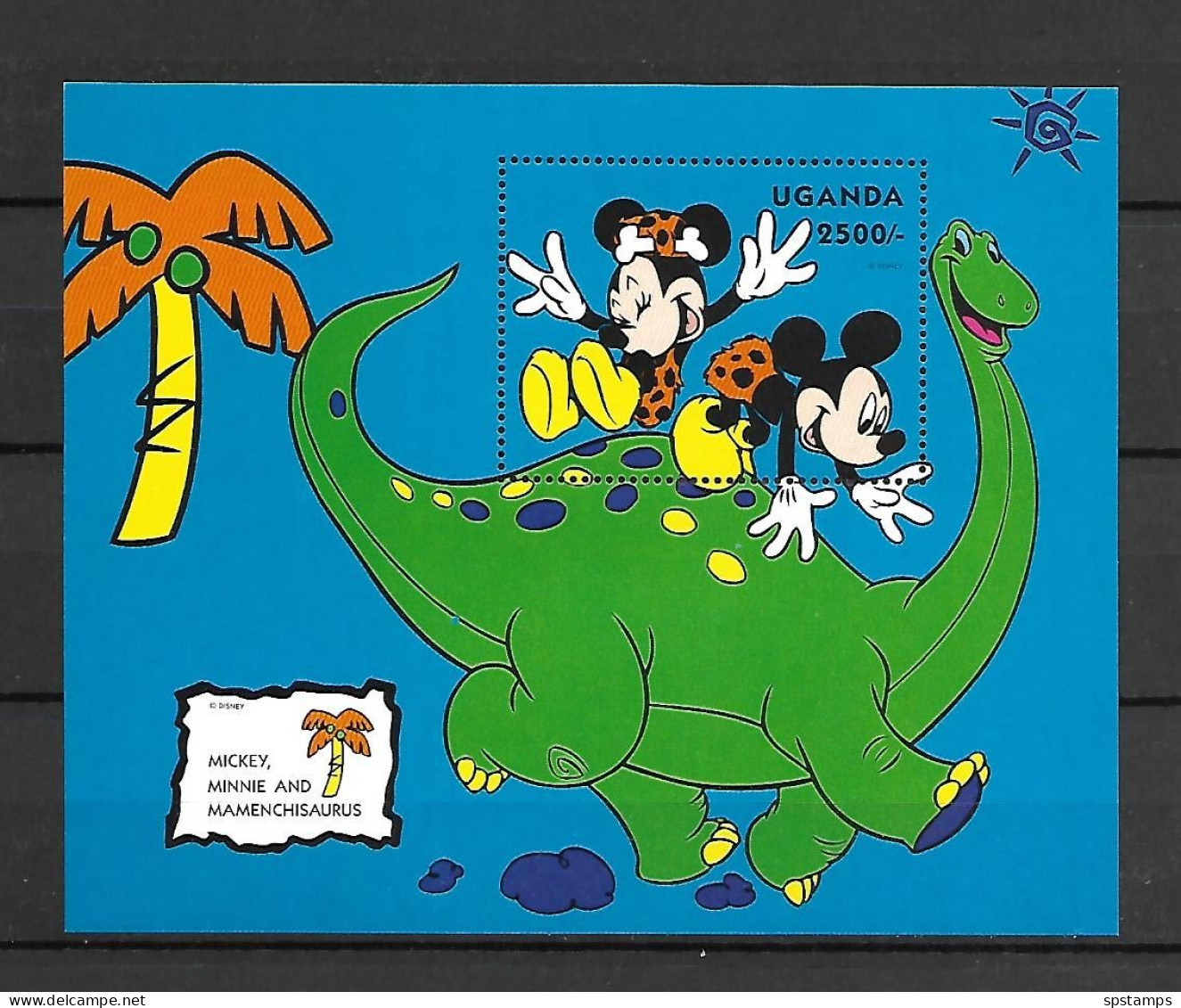 Disney Uganda 1993 Disney Characters With Dinosaurs MS #2 MNH - Disney