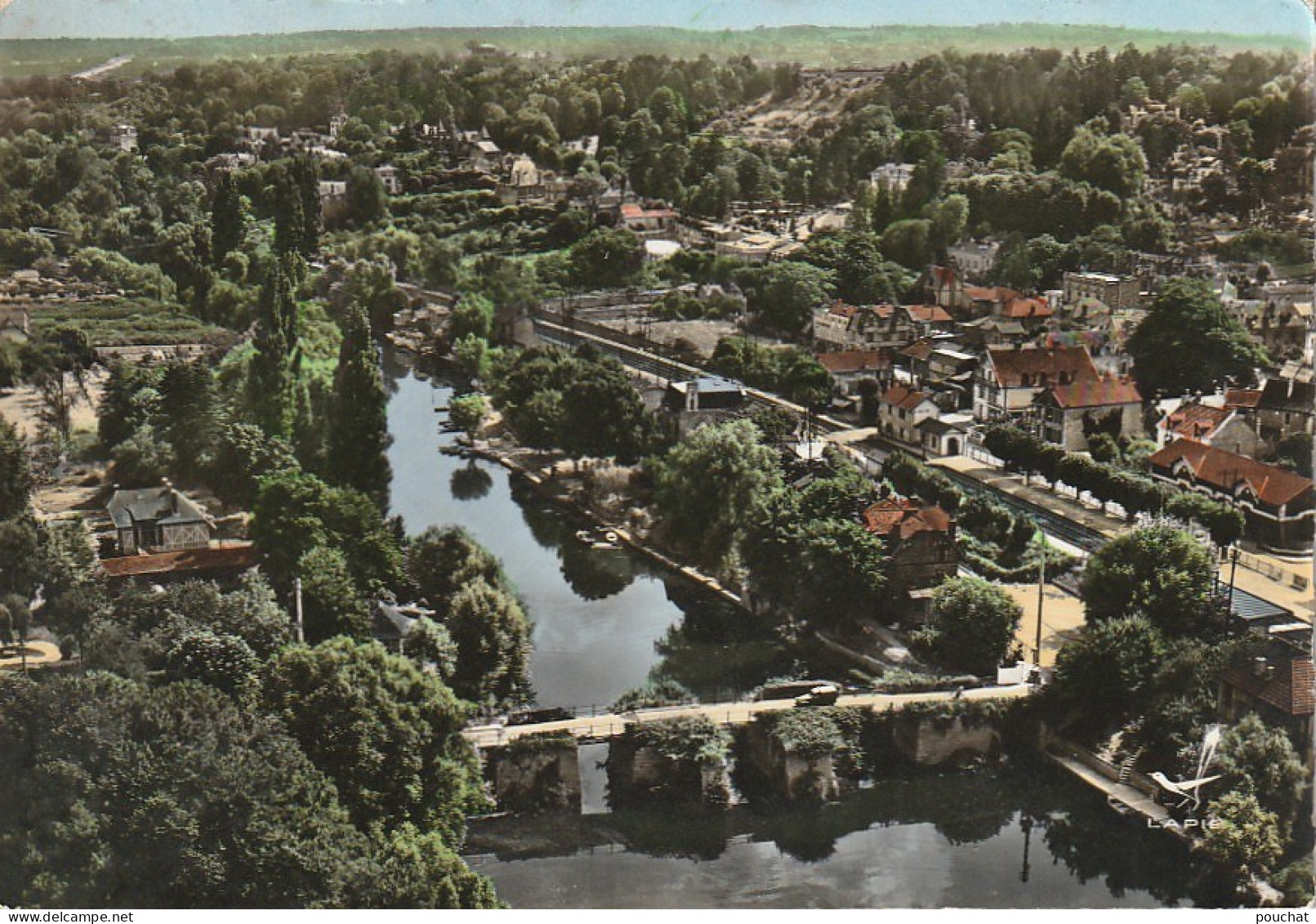 UR 10-(78) VILLENNES SUR SEINE - LE VIEUX PONT ET LA GARE - VUE AERIENNE - CARTE COULEURS - Villennes-sur-Seine