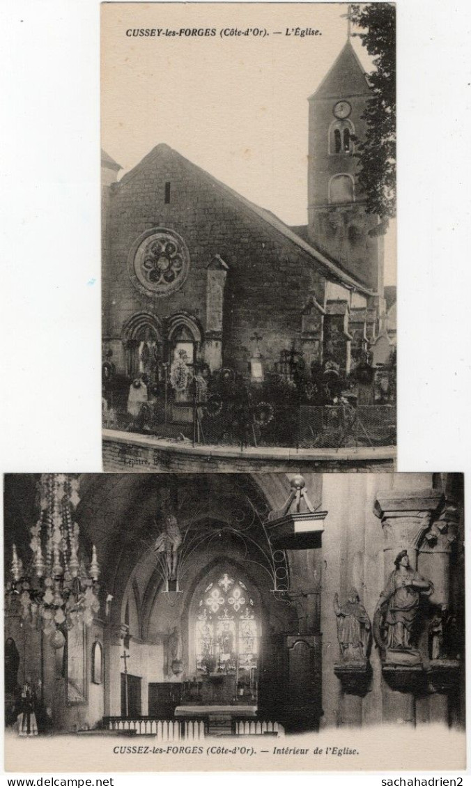 21. CUSSEY-LES-FORGES. Eglise. 2 Cartes (2) - Andere & Zonder Classificatie