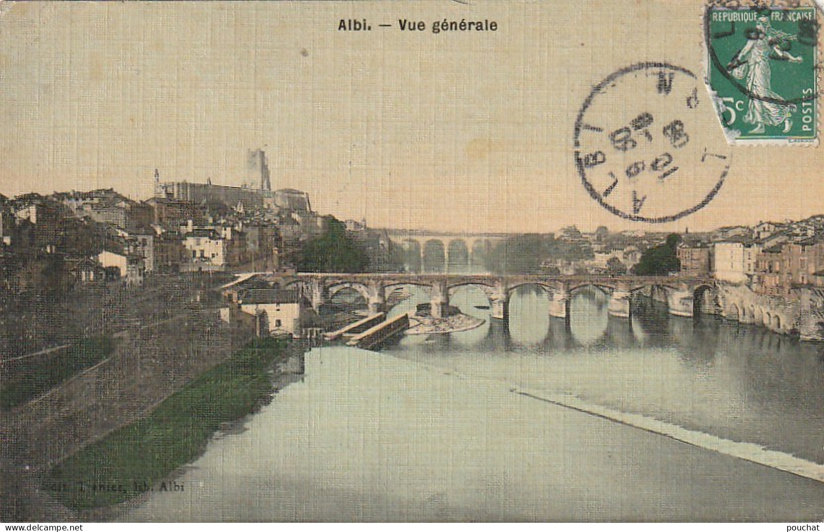 UR 12-(81) ALBI - VUE GENERALE - CARTE TOILEE COLORISEE - 2 SCANS - Albi