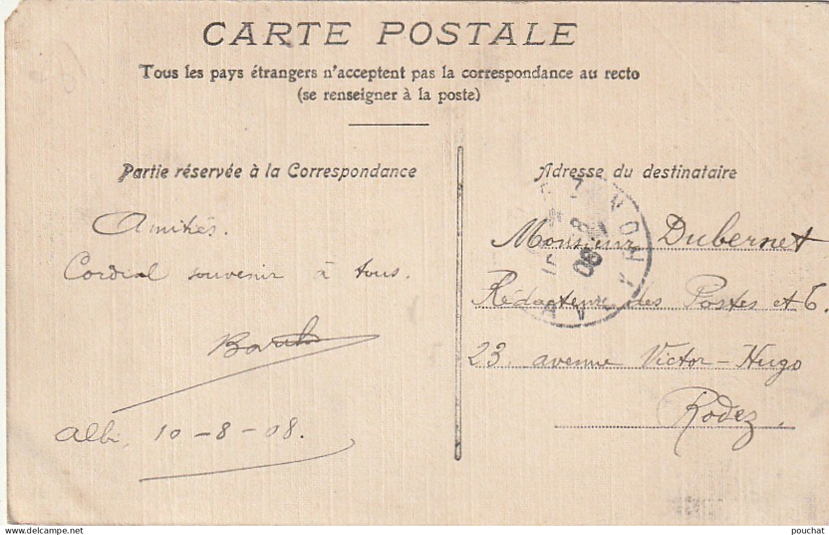 UR 12-(81) ALBI - VUE GENERALE - CARTE TOILEE COLORISEE - 2 SCANS - Albi