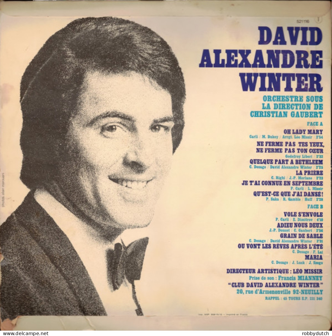 * LP *  DAVID-ALEXANDRE WINTER - OH LADY MARY (France 1968 EX-) - Otros - Canción Francesa