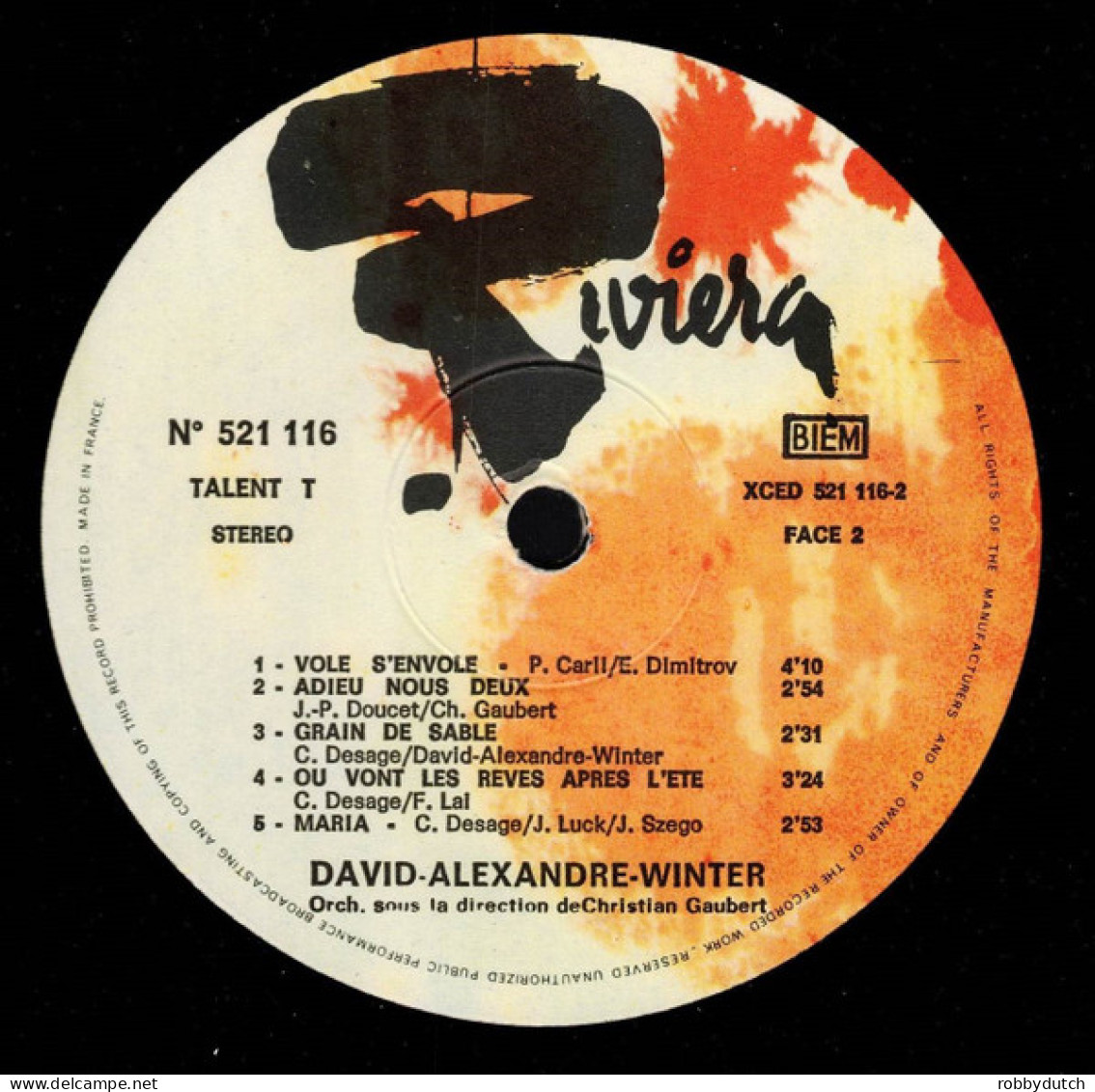 * LP *  DAVID-ALEXANDRE WINTER - OH LADY MARY (France 1968 EX-) - Otros - Canción Francesa