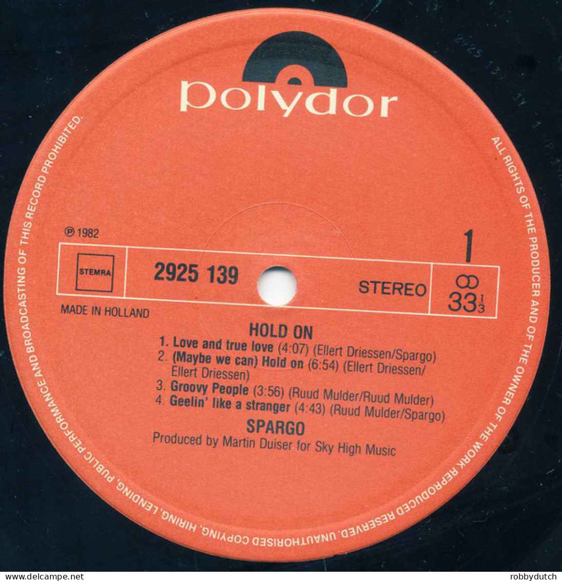 * LP *  SPARGO - HOLD ON (Holland 1982 EX-) - Disco & Pop