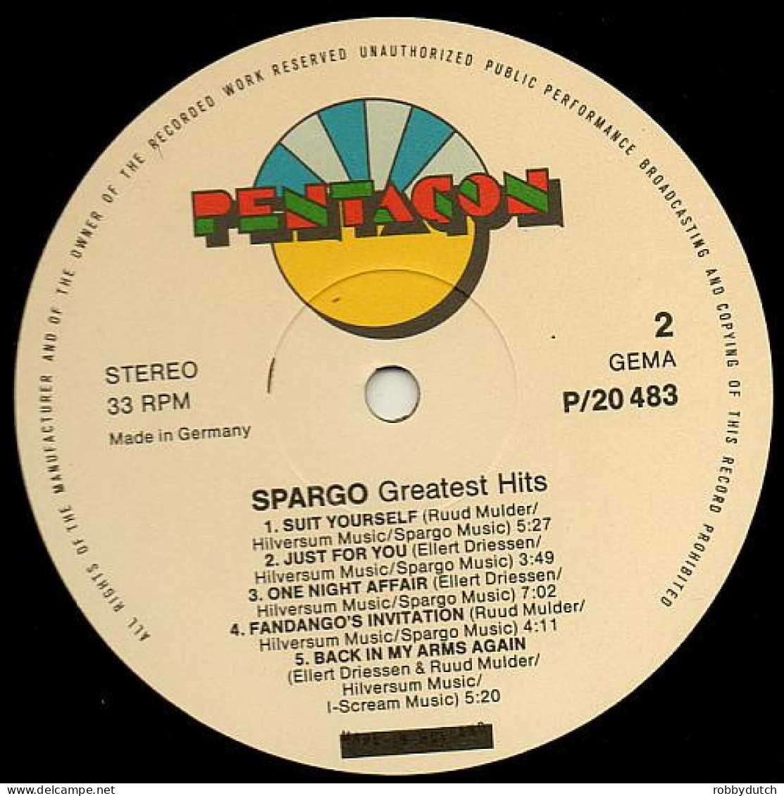 * LP *  SPARGO - GREATEST HITS (Germany 1983 EX-) - Disco & Pop