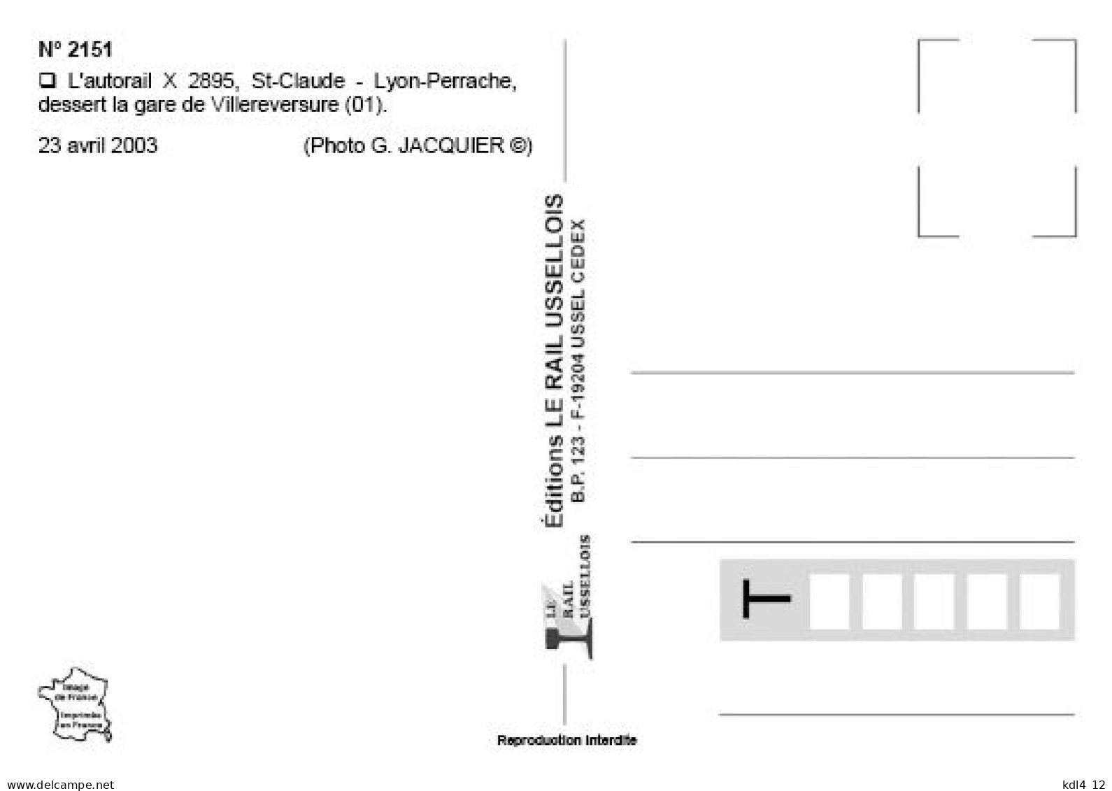 RU 2151 - Autorail X 2895 En Gare De VILLEREVERSURE - Ain - SNCF - Unclassified