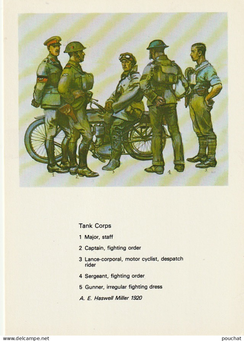 UR 14- BRITISH UNIFORMS ( 1914/1918 ) - TANK CORPS - ILLUSTRATEUR  A.E. HASWELL MILLER (1920) - UNIFORMES CORPS BLINDE  - Uniformes